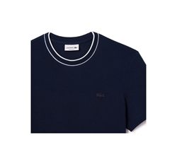 TH8174 166 T-SHIRT IN PIQUÉ ELASTICIZZATO CON COLLETTO A RIGHE BLU